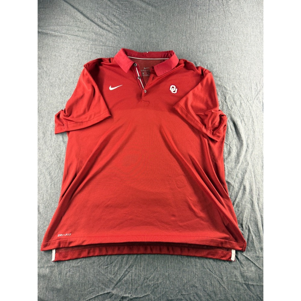 Nike Dri-FIT Oklahoma Sooners OU Polo Mens XXL 2XL Red NCAA Golf Shirt